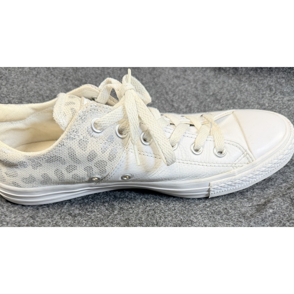 Converse Chuck Taylor All Star White Leather Leopard Print Sneakers Womens 10 - Picture 4 of 13